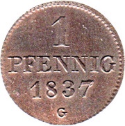 1 Pfennig - Frederick August II, Germany, 1836-1838 reverse image