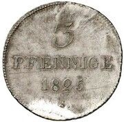 3 Pfennige - Frederick August I Silver pattern strike, Germany, 1825 reverse image