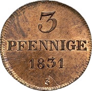 3 Pfennig - Frederick August I, Germany, 1825-1833 reverse image