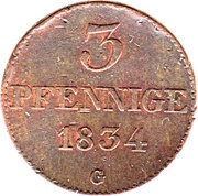 3 Pfennig - Anthony, Germany, 1834 reverse image