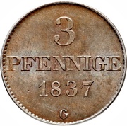 3 Pfennige - Frederick August II, Germany, 1836-1837 reverse image