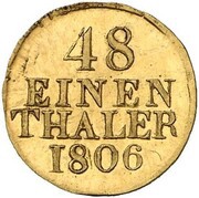 1⁄48 Thaler - Frederick August I Gold Pattern, Germany, 1806 reverse image