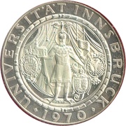50 Schilling Innsbruck University, Austria, 1970 reverse image