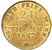 1⁄24 Thaler - Frederick August I Gold Pattern, Germany, 1827 reverse image
