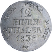 1⁄12 Thaler - Frederick August II, Germany, 1836 reverse image