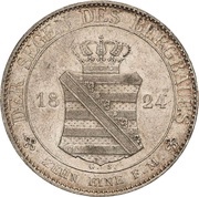 1 Thaler - Frederick August I Ausbeute, Germany, 1824 reverse image