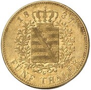 5 Thalers - Frederick August II, Germany, 1837-1839 reverse image