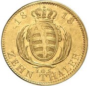 10 Thalers - Frederick August I, Germany, 1818 reverse image