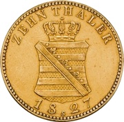 10 Thalers - Frederick August I, Germany, 1825-1827 reverse image