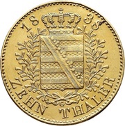 10 Thalers - Frederick August II, Germany, 1836-1839 reverse image