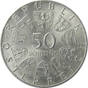 50 Schilling Salzburg Cathedral obverse image