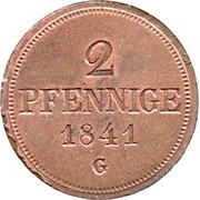 2 Pfennige - Frederick August II, Germany, 1841 reverse image