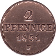 2 Pfennige - Frederick August II, Germany, 1841-1854 reverse image