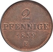 2 Pfennige - John, Germany, 1855-1859 reverse image