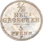 ½ Neugroschen / 5 Pfennige - Frederick August II, Germany, 1841-1856 reverse image