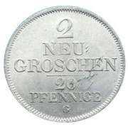 2 Neugroschen / 20 Pfennige - Frederick August II, Germany, 1841-1856 reverse image