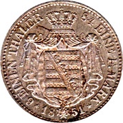 ⅙ Thaler - Frederick August II, Germany, 1851-1852 reverse image