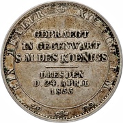 1 Thaler - John Dresden Mint, Germany, 1855 reverse image