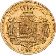 5 Thalers - Frederick August II, Germany, 1842-1854 reverse image
