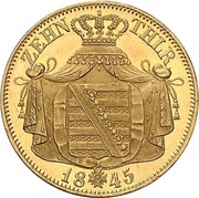 10 Thalers - Frederick August II, Germany, 1839-1854 reverse image