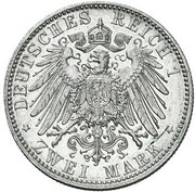 2 Marks - Frederick August III Zinc pattern strike, Germany, 1905-1914 reverse image