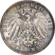 3 Mark - Frederick August III Battle of Leipzig, Germany, 1913 reverse image