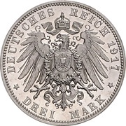 3 Mark - Frederick August III, Germany, 1917 reverse image