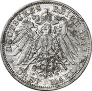 3 Mark - Frederick August III Aluminium pattern strike, Germany, 1917 reverse image