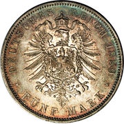 5 Mark - Albert, Germany, 1875-1889 reverse image