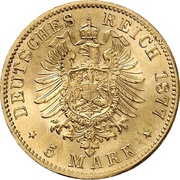 5 Mark - Albert, Germany, 1877 reverse image