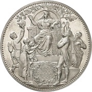 5 Mark - Albert 800 years house of Wettin; Kingdom of Saxony, Germany, 1889 reverse image