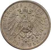 5 Mark - Albert, Germany, 1902 reverse image