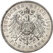 5 Mark - George, Germany, 1902 reverse image