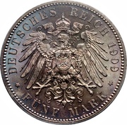 5 Mark - Frederick August III, Germany, 1909 reverse image