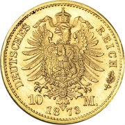 10 Mark - John, Germany, 1872-1873 reverse image