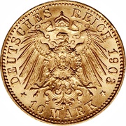 10 Mark - George, Germany, 1903-1904 reverse image