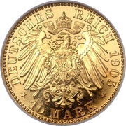 10 Mark - Frederick August III, Germany, 1905-1912 reverse image