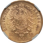 20 Mark - John, Germany, 1873 reverse image