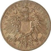 20 Mark - John, Germany, 1873 reverse image