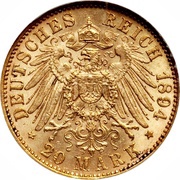 20 Mark - Albert, Germany, 1894-1895 reverse image