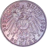 20 Mark - Frederick August III, Germany, 1905 reverse image