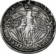 1 Guldengroschen ''Klappmützentaler'' - Frederick III, John I, and George, Germany, 1500-1507 reverse image