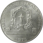 100 Schilling Johann Strauss, Austria, 1975 reverse image