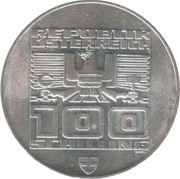 100 Schilling XII Winter Olympics 1976 obverse image