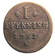 1 Pfenning - Charles William Frederick, Germany, 1752-1753 reverse image
