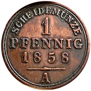 1 Pfennig - George William, Germany, 1858 reverse image