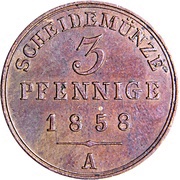 3 Pfennige - George William, Germany, 1858 reverse image