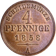 4 Pfennige - George William, Germany, 1858 reverse image