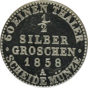 ½ Silbergroschen - George William, Germany, 1858 reverse image