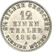 1⁄12 Thaler / 2½ Silbergroschen - George William, Germany, 1858 reverse image